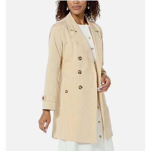 New Wynne Layers Trench Coat Chiffon Pleated Back Women's XL Academia Carmen - Picture 3 of 9